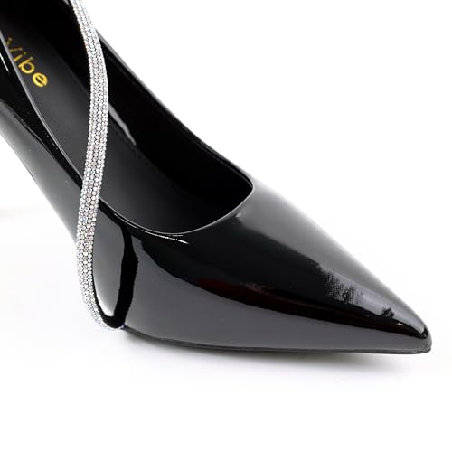 Women's Patent Pointed-Toe Heels, Cross-Strap Stiletto Pumps4