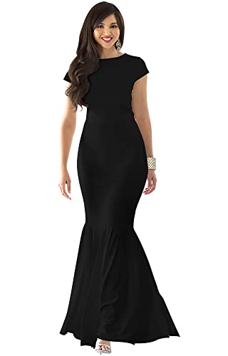 KOH KOH Womens 2025 Long Cap Sleeve Elegant Formal Sexy Evening Cocktail Maxi Dress