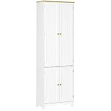 HOMCOM Buffet de Cuisine Armoire de Cuisine autoportante 4 Portes - Meuble de Rangement 4 étagères - Blanc Bois Clair
