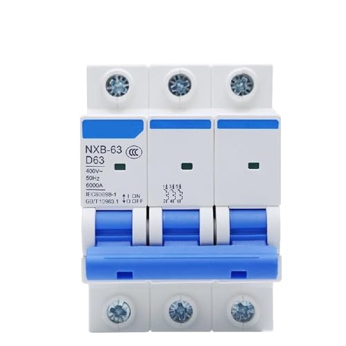 MCB Miniature triphasé type D disjoncteur modulaire 6kA 400V calibre 16A à 63A