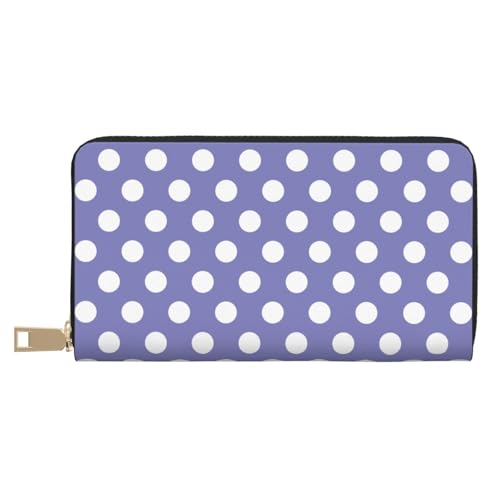 Leather Thin Slim Wallets for Women Men - Fashion Light purple polka dot print (C) Card Wallet Holder with Zipper
