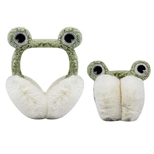 Cute Animal Frog Earmuffs Girls Women Winter Warm Ear Covers Foldable Fur Headband Earwarmer