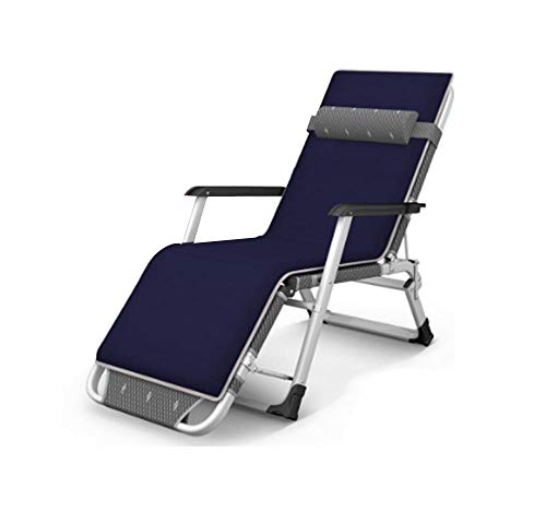 Chaise longue de jardin pliante bleue avec appui-tete amovible inclinable