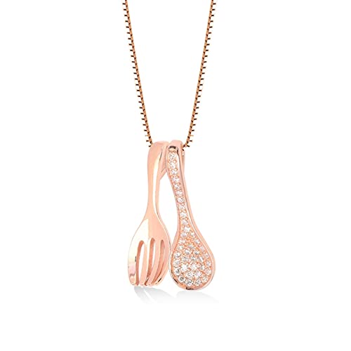 Colliers argent 925 rose pour femme pendentif forme cuillère ronde un cadeau d'anniversaire