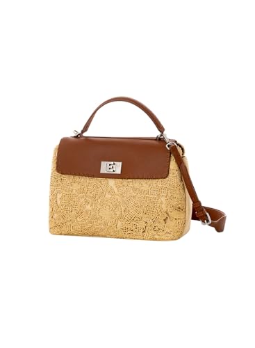 ERMANNO FIRENZE Small Flap Bag ADA de paja natural en tono elegante