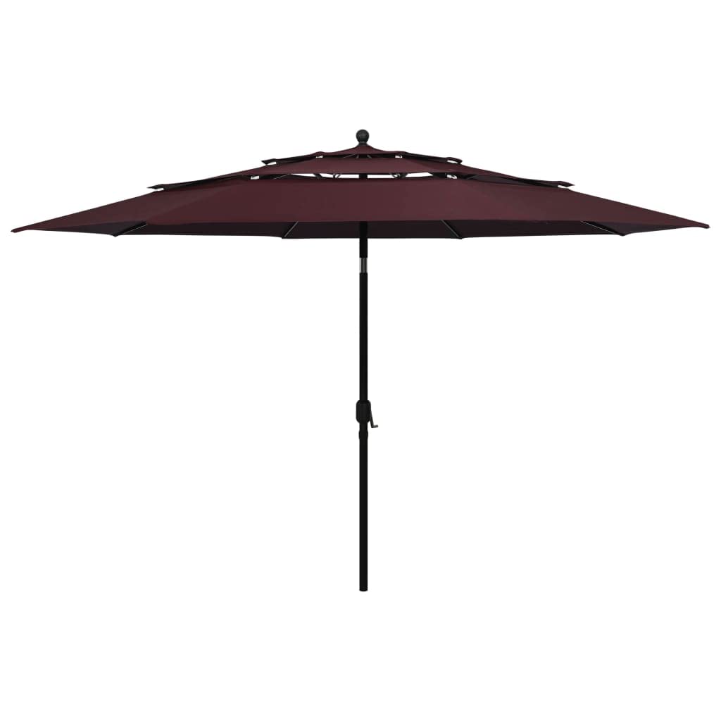 Parasol coupe-vent 3,5m bordeaux imperméable pour se protéger du soleil