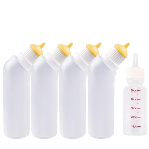 Gufastoe 5Pcs Haustier Fütterung Mini Silikon Nippel mit Flasche für Welpen Hund Katze oder andere Haustiere (Modell 4)