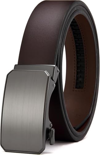 Micro Adjustable Dress Pants Belt - Genuine Leather Ratchet Belt for Men