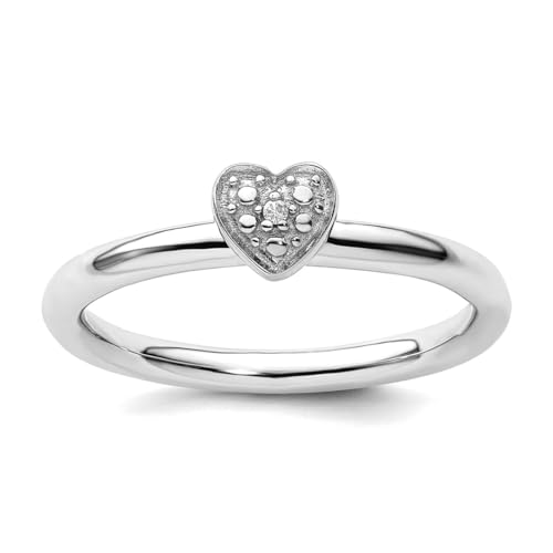 Bague empilable argent anti-ternissement diamant poli cœur confort femme