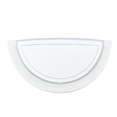 Eglo Lampada da parete Planet 1, applique a uno punto luce, lampada da parete per interni in acciaio e vetro, lampada da soggiorno in bianco e trasparente, lampada da ingresso con attacco E27