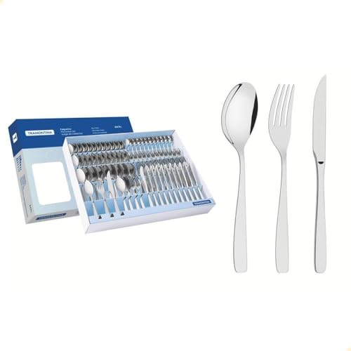 Tramontina 66950520 Faqueiro Aço Inox com Faca para Churrasco com 84 Peças, Prata