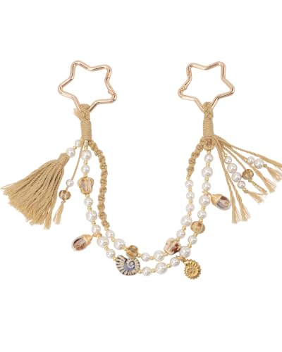 Image of Ocean Bag Charm, Pearl Braided Shell Keychain with Star Clasp