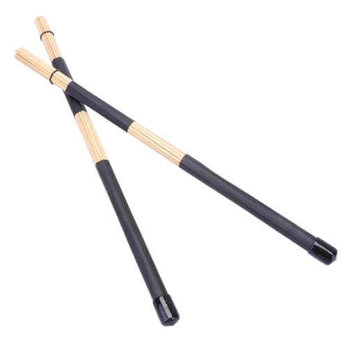 Par de baquetas de madera con mango de goma negro miniatura 1