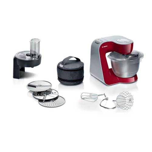 Bosch Série 4, Machine de cuisine, Mum 5, 1000 W, Rouge, Argent