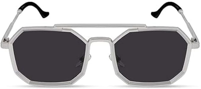 Full-frame Unisex Casual Silver Metal Adult Heart Sunglasses, Black Polarized Lens with UV Protection-image-36