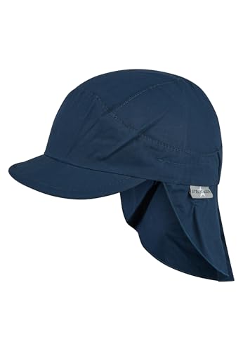 Sterntaler Schirmmütze Nackenschutz Basic - Unisex Baby- und Kinder Mütze mit Nackenschutz - UV-Schutz 50+ Hut aus Popeline (Bio) - leichte Sommer Kopfbedeckung mit Gummiband - Marine, Größe 55
