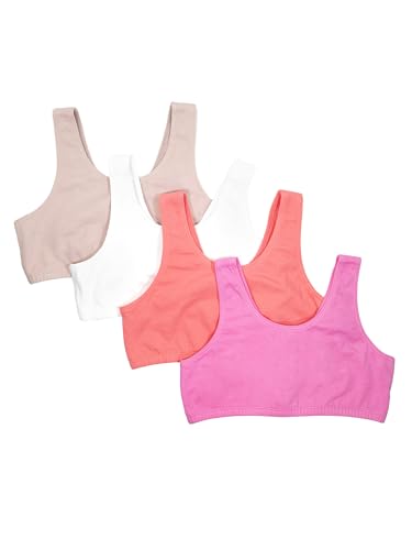 Fruit of The Loom Girls 4-Pack Cotton Built-up Stretch Sports Bra