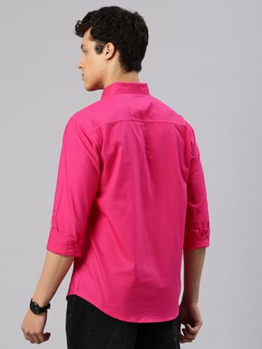 Image of Majestic Man Men's Solid Pure Cotton Casual Shirt - Slim Fit | Full Sleeves | Soft & Breathable Fabric