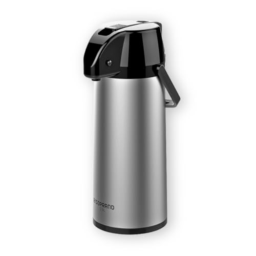 Garrafa Térmica Soprano 2,5 Litro Inox/Preto – Conserva Quente e Frio, Ideal para Café e Bebidas