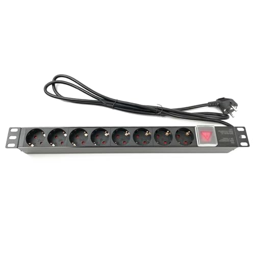 Silex Regleta de 8 Enchufes Rack 19” | PDU Profesional Schuko Cable de 1 8 Metros