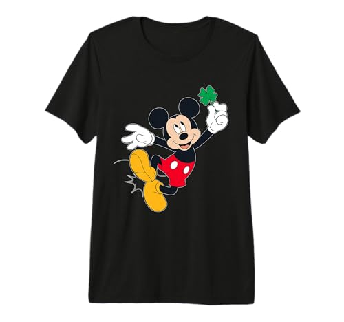 T-shirt Mickey St Patrick vert t-shirt Disney Premium en coton trèfle irlandais