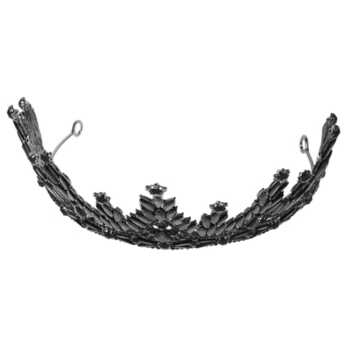 Couronne baroque en strass noirs, accessoire de tête haut de gamme