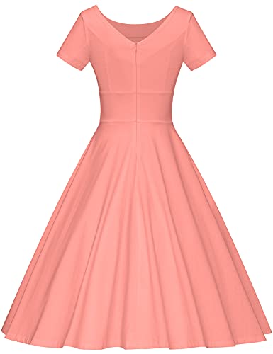 Image of GownTown Women's 1950s Vintage Dresses Short Sleeves Cocktail Stretchy Party Dresses with Pocket