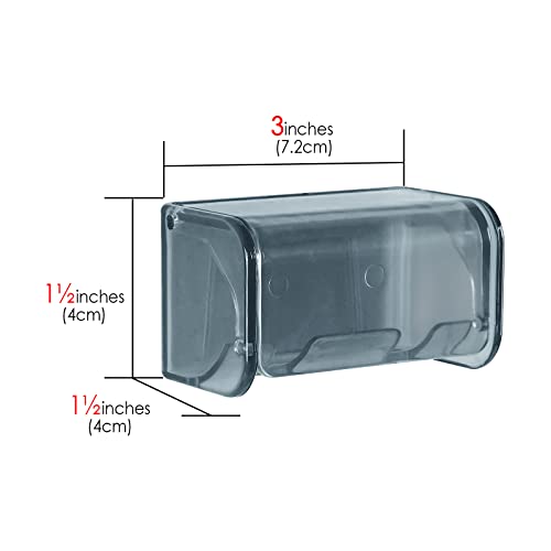 2 PCS Toothbrush Holder Wall Mounted with Cover for Bathroom, 2 Slots Toothbrush Storage Organizer for Shower, Self Adhesive Toothbrush Hanger Rack for Dorm, Cabinet (Grey)