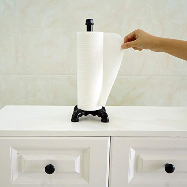Paper Towel Holder Rustic Industrial Standing Pipe Toilet Roll Tissue Holder, Farmhouse Countertop Vintage Pipe Paper Towel Holder for Kitchen, Bathroom, Home, Living Dining Room