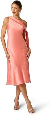 Adrianna Papell Women's Woven Jacquard Midi Dress - Flowy Cocktail Dress with Butterfly Design & Asy...