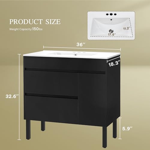 image for YITAHOME 36 Inch Bathroom Vanity with Sink, Bathroom Cabinet Vanity fo