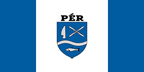 Drapeau Large Pér officiel de la commune hongroise Pér község - 2