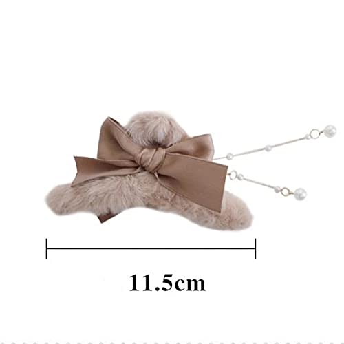 2 pinzas peludas grandes con borlas de perlas - clips de garra para cabello grueso, accesorios para mujeres y niñas miniatura 6