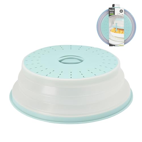 Tovolo Large Microwave Splatter Cover Blue Haze 13 inch Collapsible Silicone Splatter Cover for Extra Large Microwaves, Dishwasher Safe Vented Plate Guard BPA Reheating Cover for Food