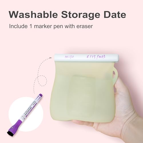 Reusable Breast Milk Storage Bags | 8.5oz Silicone Breast Milk Storage Bags Freezer, 7pcs Double Seal, BPA Free Breastmilk Storage Container for Breastfeeding