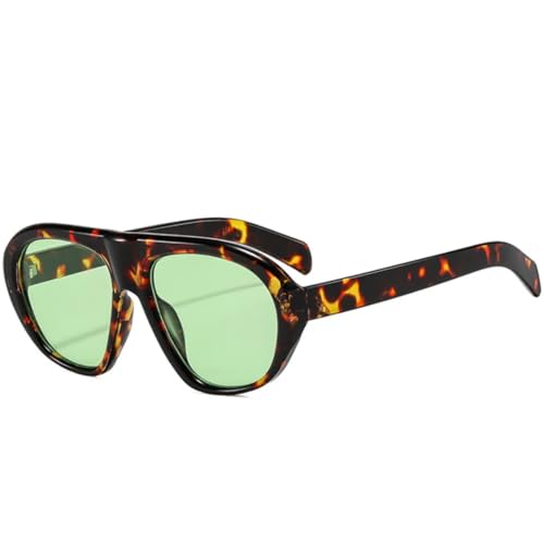 Lunettes de soleil ovales à grande monture au look rétro punk unique