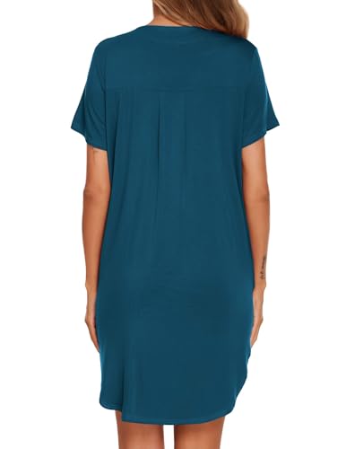 Image of Ekouaer Women V Neck Button Down Nightgown