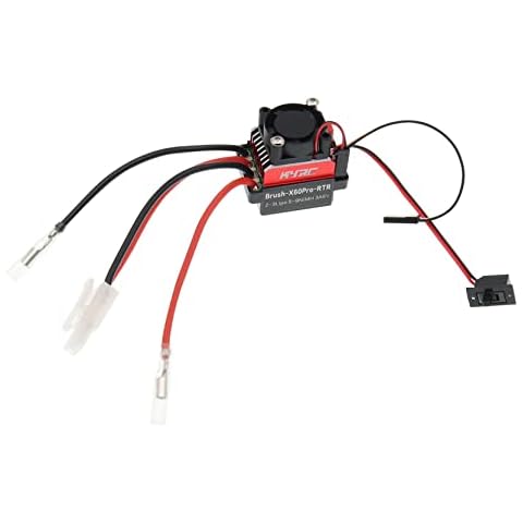 Treehobby RC Car 60A Brushed ESC Electric Speed Controller with Cooling Fan Compatible with Traxxas TRX4 TRX6 D90 HSP Tamiya Redcat Axial SCX10 HPI 4WD Truck 1/10 RC Truck Car Crawler (Tamiya Plug) Cover