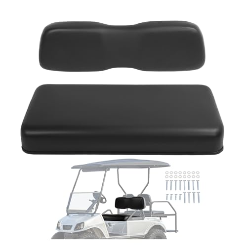 Wutist Golf Cart Front Seat Backrest & Seat Bottom Assembly Compatible with 2000.5-up Club Car DS Seat Bottom Cushion and Back Black Plastic Foam Wood