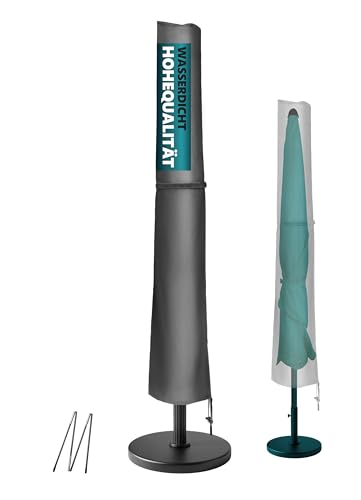 4smile Sonnenschirm Schutzhülle für 2 bis 3,5 m, Anthrazit – 420D Oxford-Stoff Sonnenschirm Hülle, Wasserdicht, UV-beständig – Passend für zusammengeklappte Schirme bis Ø 22 cm