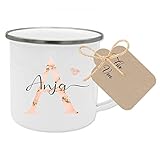 Manufaktur Liebevoll personalisierte Tasse - Buchstabentasse mit dem Vornamen und dem Anfangsbuchstaben des Namens in Rosa