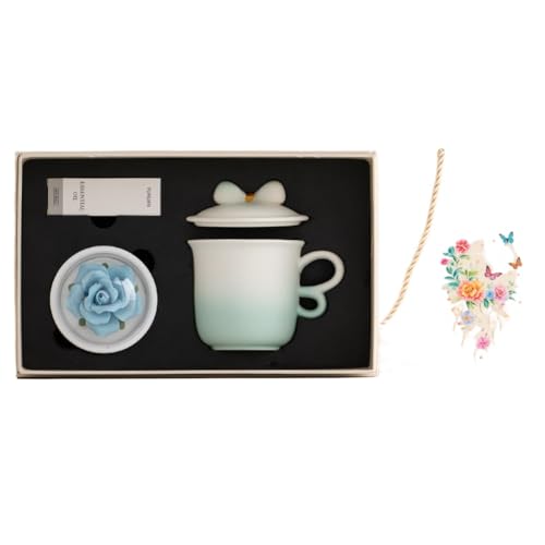 MKHJBFGIコーヒーカップ ソーサー セット 香りのよいお茶 ティーカップセット 持ち運び可能 来客をもてなす ギフト おしゃれ かわいい 陶器 (ブルー)