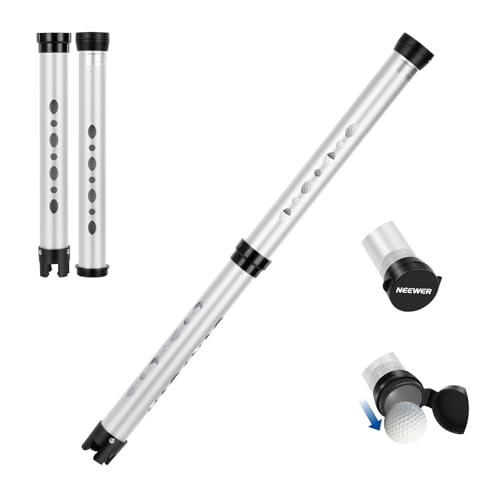 NEEWER Golf Ball Retriever Tool, 33" Lightweight Aluminum Golf Ball Picker Upper Tube with 2 Sections, Adjustable Collector Holder for Men Women Training Practice, Holds up to 20, GF02T