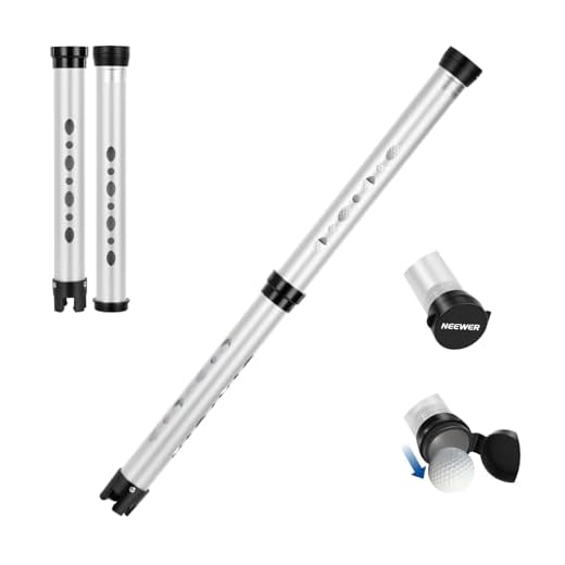 NEEWER Golf Ball Retriever Tube, 84.7 cm Lightweight Aluminium Ball Collection Tube with 2 Sections, Adjustable Collection Tube Holder for Men and Women, for Training Practice, Holds up to 20 Golf