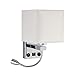 Konesky Applique da Comodino, LED Flessibile Luce per la Lettura Braccio Oscillante Supporto E27 Lampada da Parete Notturna (Non Include le Lampadine) (1 Riflettore with USB Port)