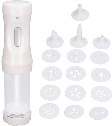 Pistolet à biscuits électrique – Ensemble de 12 disques et 4 embouts de glaçage pour pâtisserie et décoration de cookies