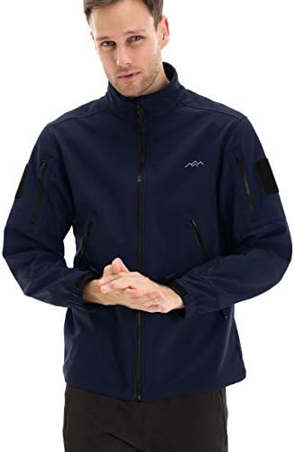 TRAILSIDE SUPPLY CO. Men's Softshell Fleece-Lined Jackets/Winter Outdoor Coats/Windbreaker/Medium-Weight Water-Repellent, M, Dark Blue