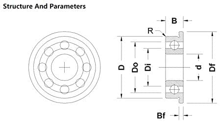 Rodamientos Sellados, TMP1105 Rodamientos de bolas con brida F688-2RS Rodamiento bridas 10 PCS ABEC-1 rígido en miniatura 8x16x5 mm LF-1680DD