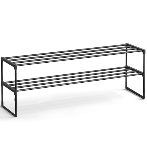 Image of SONGMICS Shoe Rack, 2-Tier Shoe Organizer, Metal Storage Shelf