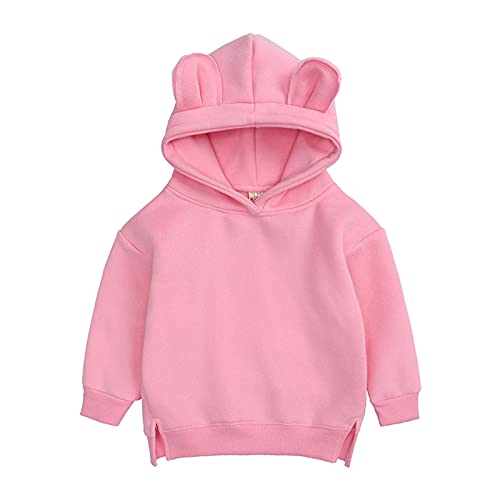Toddler Baby Hooded Sweatshirt Bear Ears Shape Fleece Hoodies for Boys Girls Solid Pullover Hoodie Cute Sweatshirts